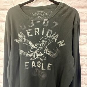 Vtg Y2K American Eagle Mens Sz XL Thermals Graphic Logo Long‎ Sleeve Shirt Green